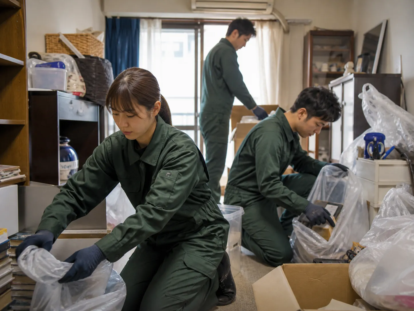 ゴミ屋敷清掃の作業風景